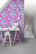 Miniatyrbillede 2 af 4: ESTAhome tapet funky blomster og paisleys turkis og lyserødt 53 cm x 10,05 m