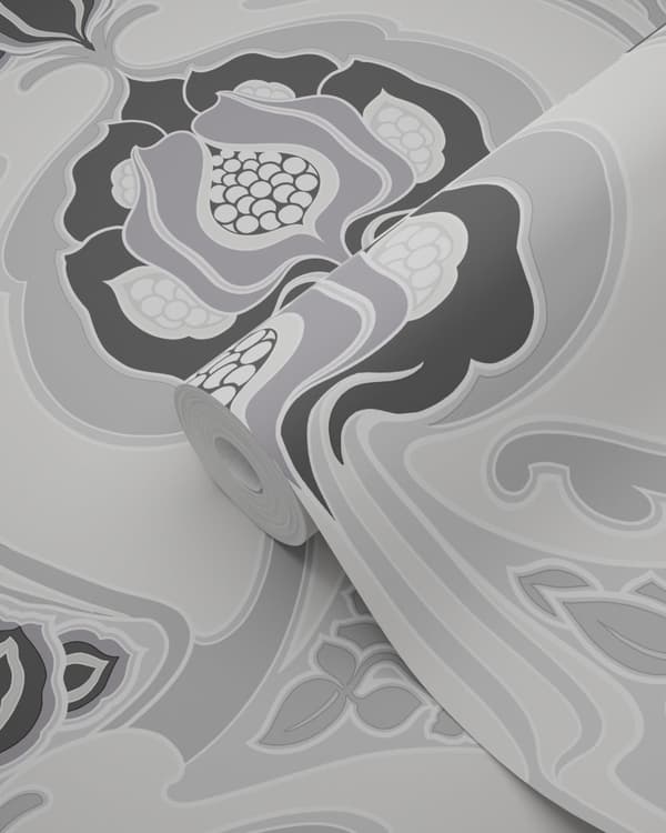 Origin Wallcoverings tapet Art Nouveau blommönster svart och grått 53 cm x 10,05 m