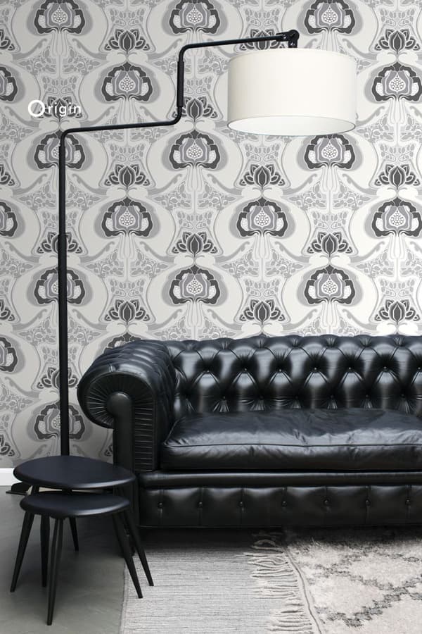 Origin Wallcoverings tapet Art Nouveau blommönster svart och grått 53 cm x 10,05 m