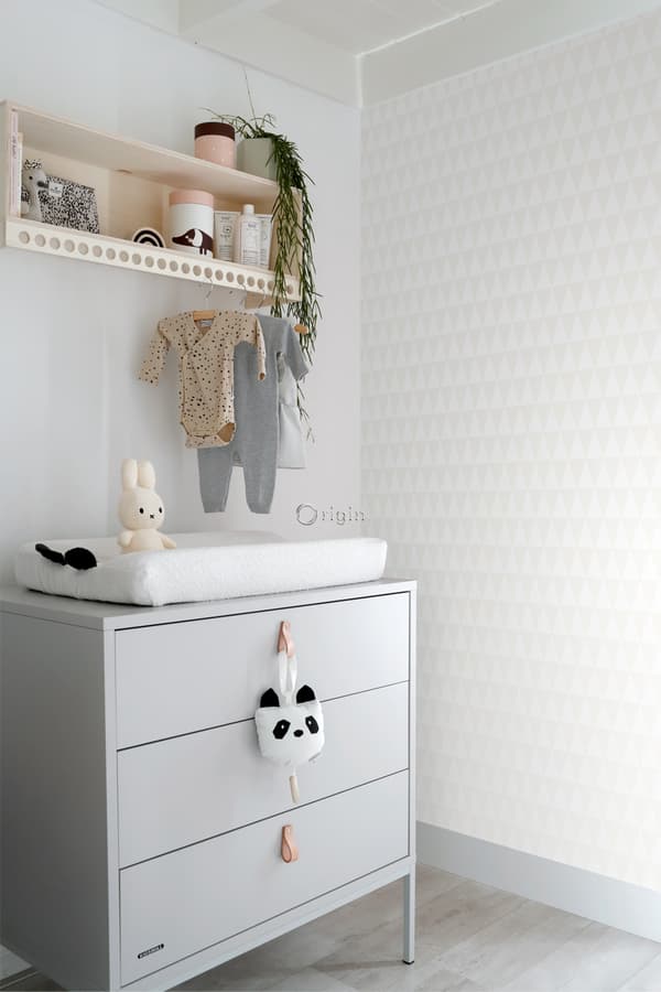 Origin Wallcoverings tapet grafiska trianglar glänsande vitt 0,53 x 10,05 m