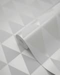 Miniatyrbild 5 av 6: Origin Wallcoverings tapet grafiska trianglar glänsande vitt 0,53 x 10,05 m