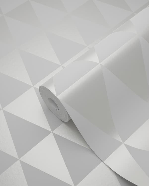 Origin Wallcoverings tapet grafiska trianglar glänsande vitt 0,53 x 10,05 m