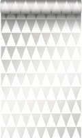 Miniatyrbild 1 av 6: Origin Wallcoverings tapet grafiska trianglar glänsande vitt 0,53 x 10,05 m