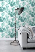 Miniatyrbild 4 av 8: ESTAhome tapet akvarellmålade blommande kaktusar gråaktigt turkos - 138901 - 53 cm x 10,05 m