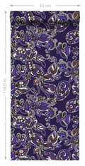 Miniatyrbillede 6 af 6: ESTAhome tapet funky blomster og paisleys lilla og brunt 53 cm x 10,05 m