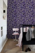 Miniatyrbillede 2 af 6: ESTAhome tapet funky blomster og paisleys lilla og brunt 53 cm x 10,05 m
