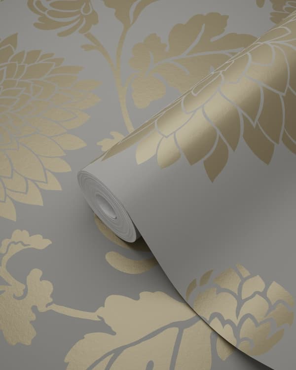 Origin Wallcoverings tapet blomster mulvarpegråt og skinnende bronze 53 cm x 10,05 m