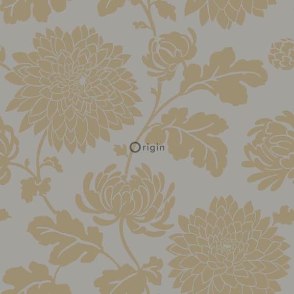 Origin Wallcoverings tapet blomster mulvarpegråt og skinnende bronze 53 cm x 10,05 m