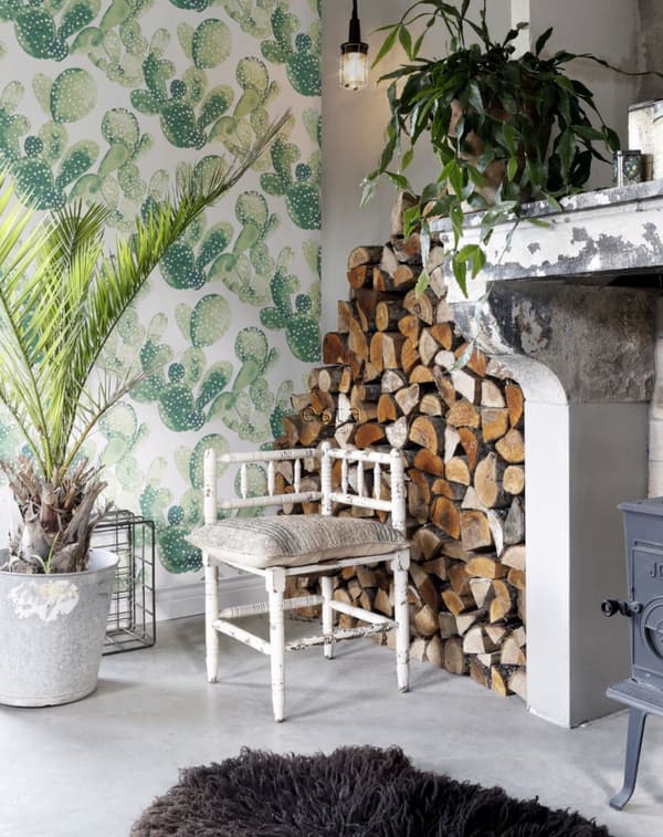 ESTAhome tapet akvarelmalede kaktusser tropisk junglegrønt - 138902 - 53 cm x 10,05 m