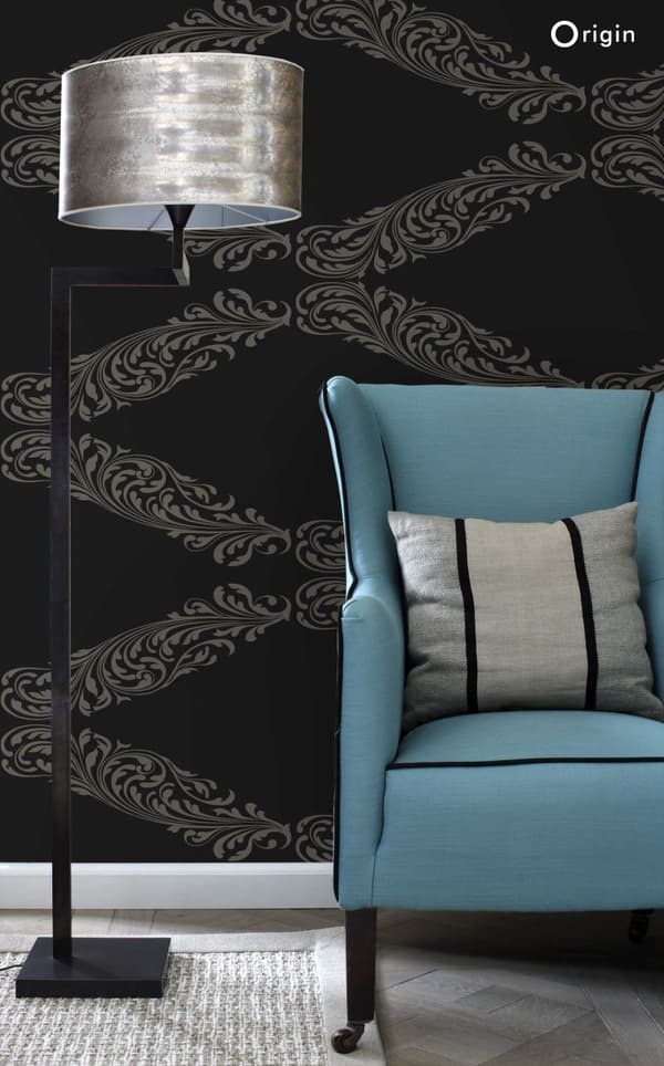 Origin Wallcoverings tapet ornament matt svart och grått 53 cm x 10,05 m