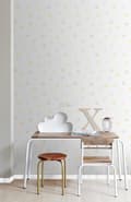Miniatyrbild 6 av 8: Origin Wallcoverings tapet polkaprickar pastellgult, varm ljusgrått och ljust krämfärgat 53 cm x 10,05 m