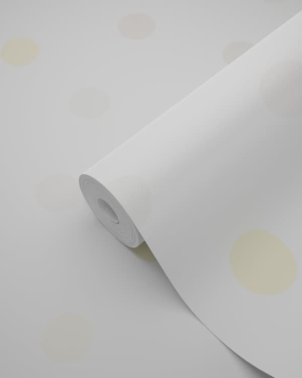 Origin Wallcoverings tapet polkaprickar pastellgult, varm ljusgrått och ljust krämfärgat 53 cm x 10,05 m