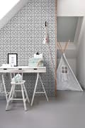 Miniatyrbild 4 av 6: ESTAhome tapet romb svart och vitt 0,53 x 10,05 m