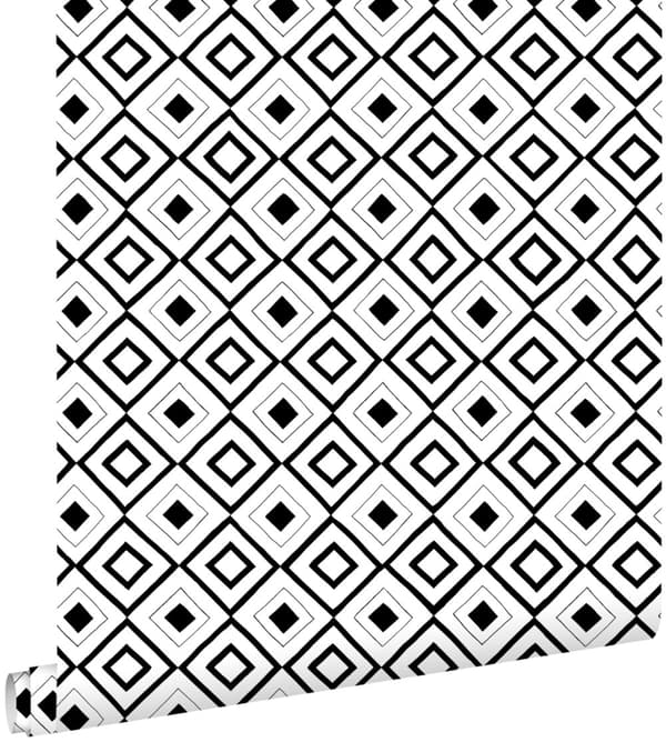 ESTAhome tapet romb svart och vitt 0,53 x 10,05 m