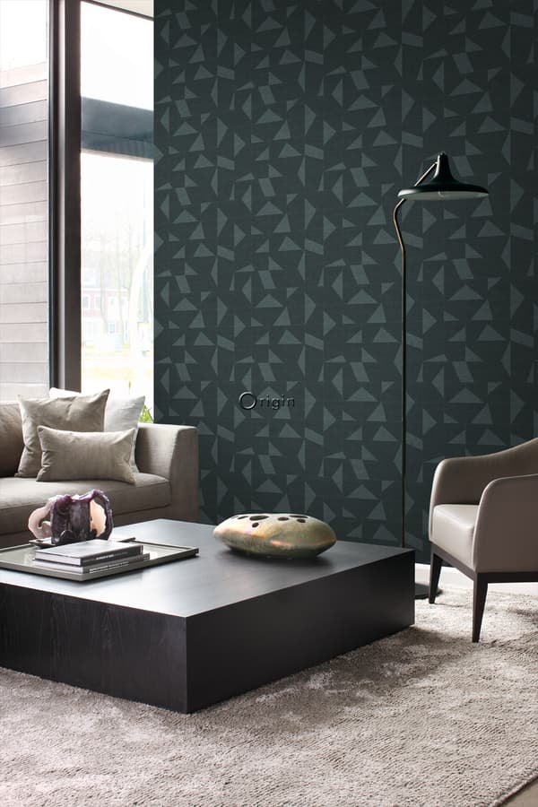 Origin Wallcoverings tapet grafisk motiv med vævet struktur gråblåt 0,53 x 10,05 m