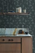 Miniatyrbillede 4 af 7: Origin Wallcoverings tapet grafisk motiv med vævet struktur gråblåt 0,53 x 10,05 m