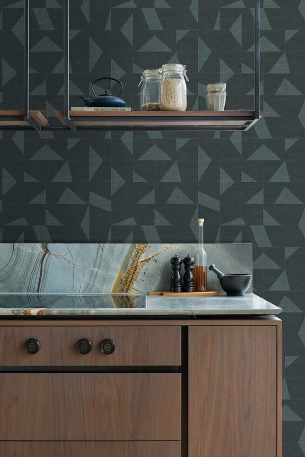 Origin Wallcoverings tapet grafisk motiv med vævet struktur gråblåt 0,53 x 10,05 m
