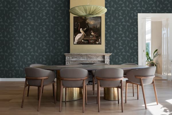 Origin Wallcoverings tapet grafisk motiv med vævet struktur gråblåt 0,53 x 10,05 m