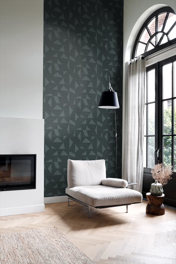Origin Wallcoverings tapet grafisk motiv med vævet struktur gråblåt 0,53 x 10,05 m