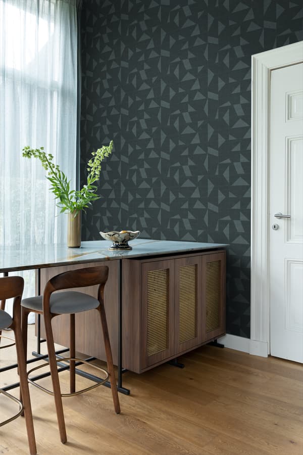 Origin Wallcoverings tapet grafisk motiv med vævet struktur gråblåt 0,53 x 10,05 m