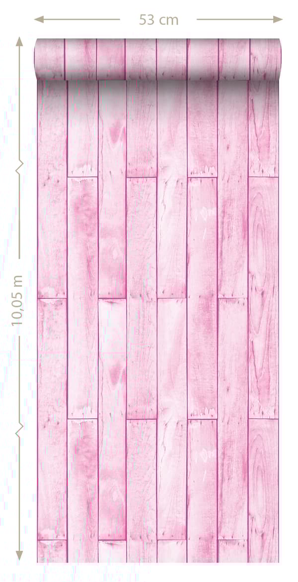 Sanders & Sanders tapet träeffekt ljusrosa - 935243 - 53 cm x 10,05 m