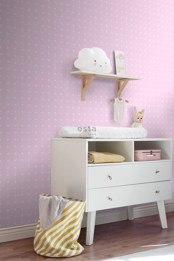ESTAhome tapet stjerner lyserødt 53 cm x 10,05 m