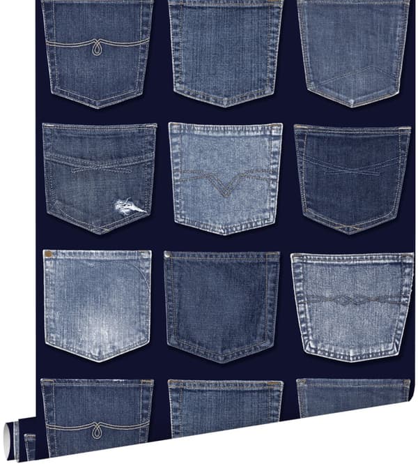ESTAhome tapet jeanslommer blåt 53 cm x 10,05 m