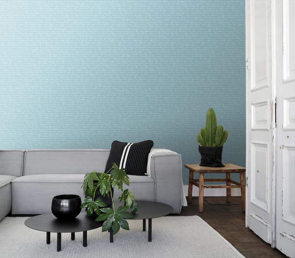 ESTAhome tapet håndskrevne latinske blomsternavne lyst azurblåt 53 cm x 10,05 m