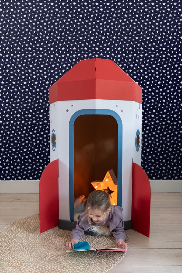 ESTAhome tapet små stjerner mørkeblåt 53 cm x 10,05 m