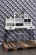 Miniatyrbild 2 av 6: ESTAhome tapet trianglar mörkblått, grått och beige - 138716 - 53 cm x 10,05 m
