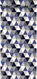 Miniatyrbild 1 av 6: ESTAhome tapet trianglar mörkblått, grått och beige - 138716 - 53 cm x 10,05 m