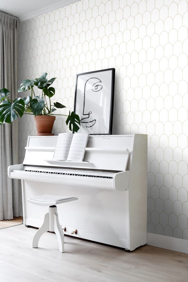 ESTAhome tapet art deco vitt och guld 0,53 x 10,05 m