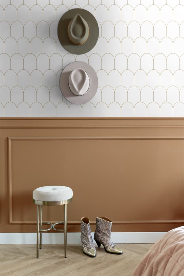 ESTAhome tapet art deco vitt och guld 0,53 x 10,05 m