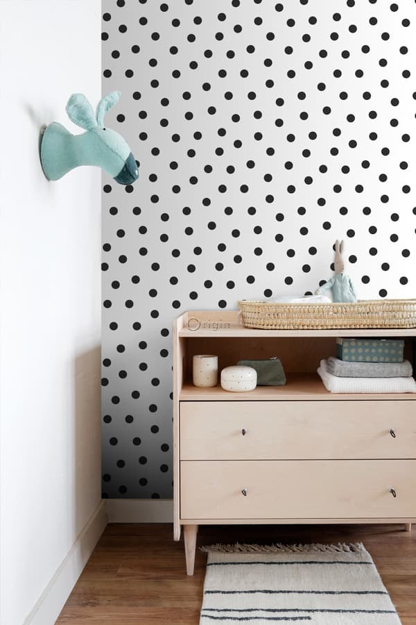 Origin Wallcoverings tapet prickar svart och vitt 0,53 x 10,05 m