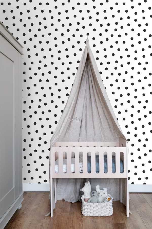 Origin Wallcoverings tapet prickar svart och vitt 0,53 x 10,05 m