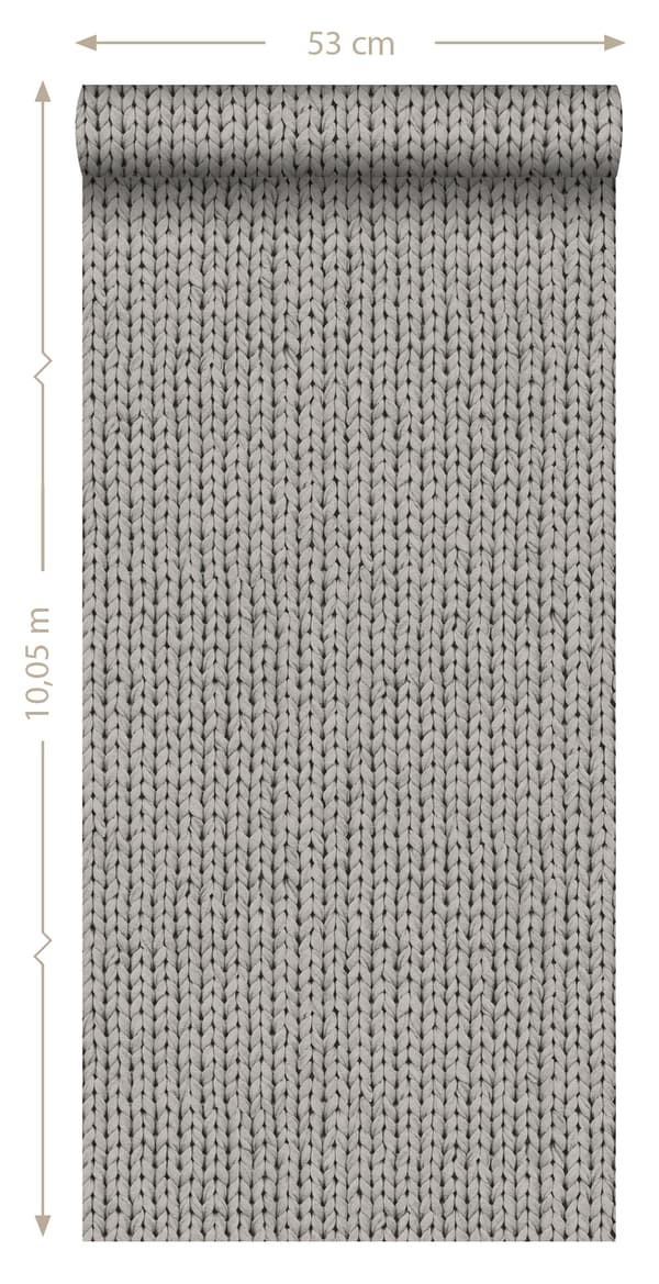 ESTAhome tapet stickat grått - 137721 - 53 cm x 10,05 m