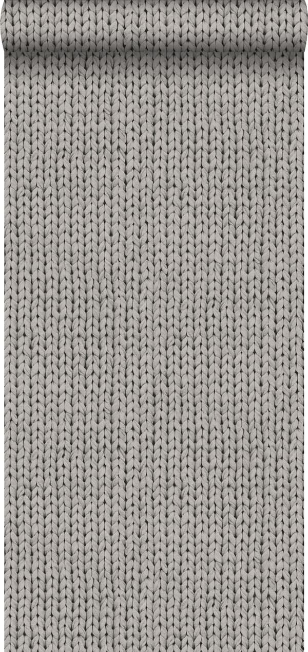 ESTAhome tapet stickat grått - 137721 - 53 cm x 10,05 m