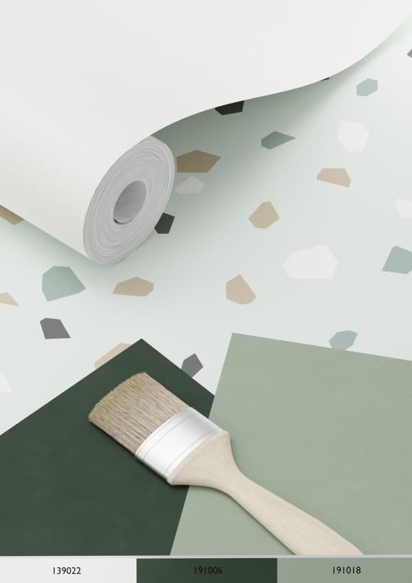 ESTAhome tapet terrazzo mintgrönt, vitt och grått 0,53 x 10,05 m