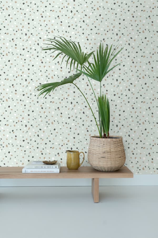 ESTAhome tapet terrazzo mintgrönt, vitt och grått 0,53 x 10,05 m