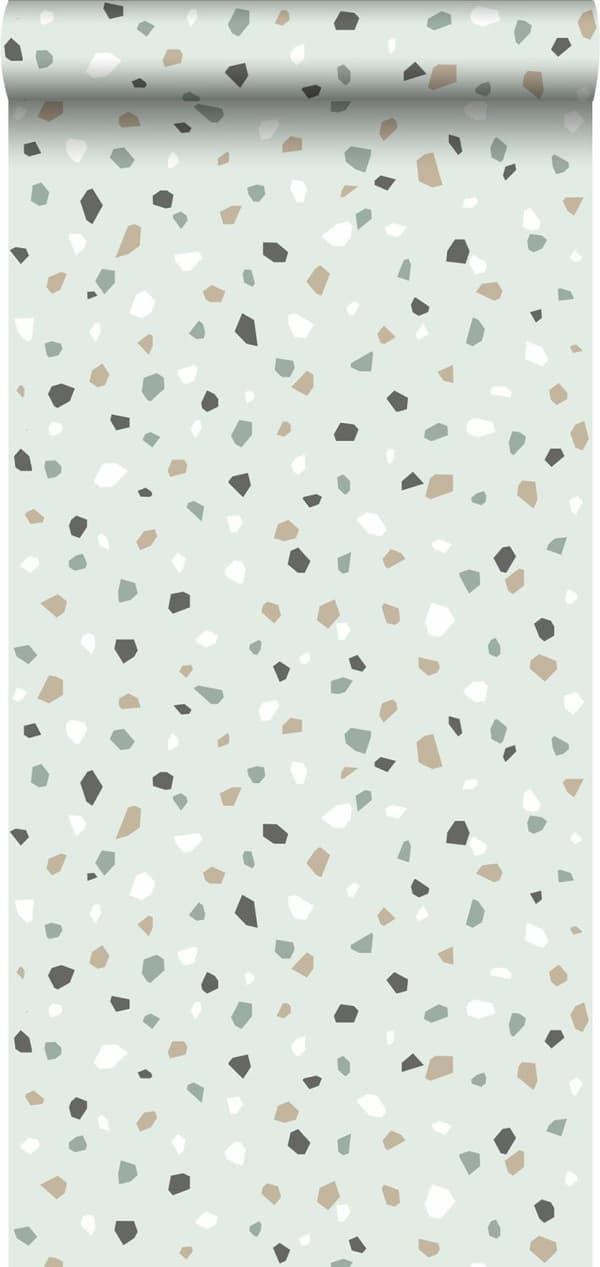ESTAhome tapet terrazzo mintgrönt, vitt och grått 0,53 x 10,05 m