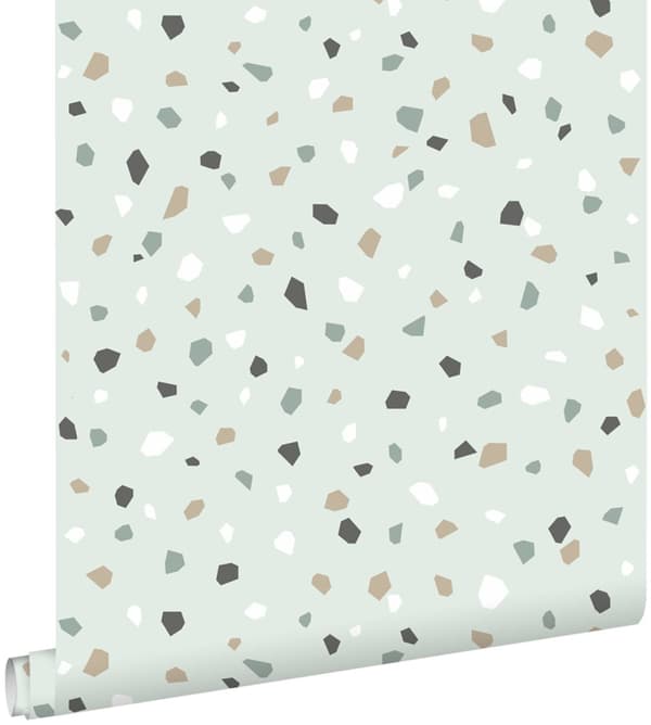 ESTAhome tapet terrazzo mintgrönt, vitt och grått 0,53 x 10,05 m
