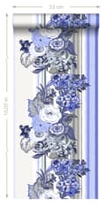 Miniatyrbillede 4 af 4: ESTAhome tapet vintage blomster indigoblåt 53 cm x 10,05 m