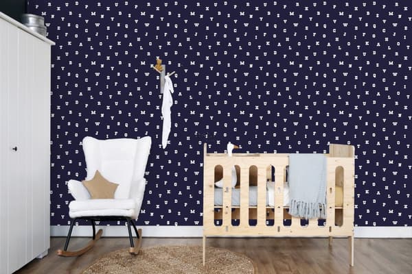 ESTAhome tapet alfabet blått 53 cm x 10,05 m