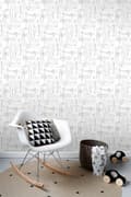 Miniatyrbild 3 av 8: ESTAhome tapet konstruktionsritningar av flygplan vitt 53 cm x 10,05 m