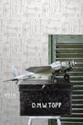 Miniatyrbild 7 av 8: ESTAhome tapet konstruktionsritningar av flygplan vitt 53 cm x 10,05 m