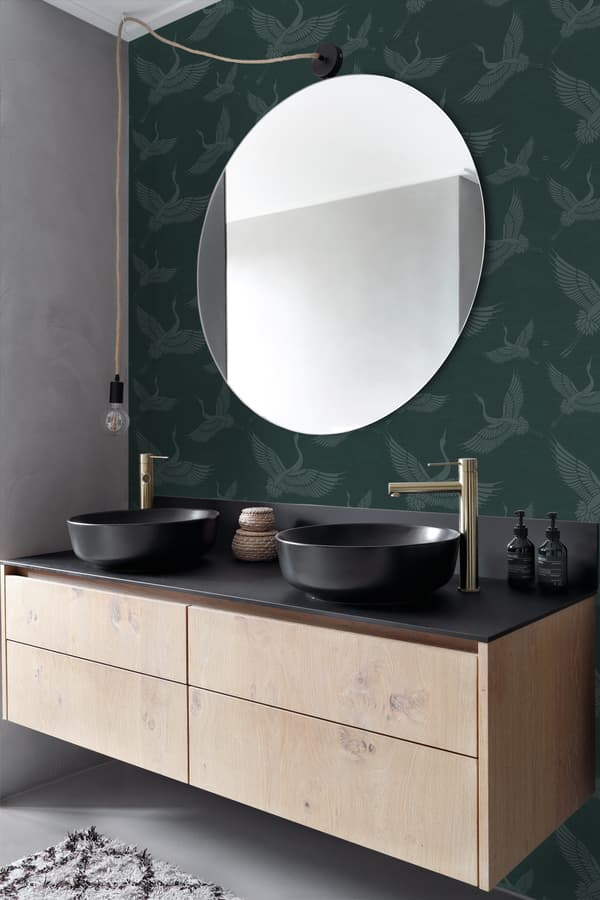 Origin Wallcoverings tapet kranfugle benzinblåt 0,53 x 10,05 m