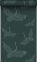Miniatyrbillede 1 af 8: Origin Wallcoverings tapet kranfugle benzinblåt 0,53 x 10,05 m