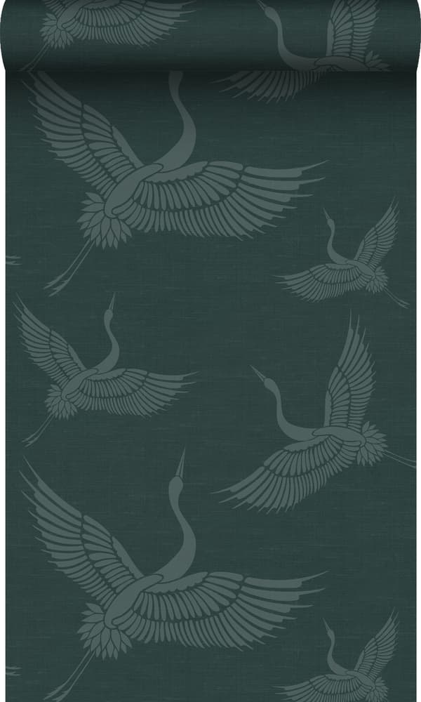 Origin Wallcoverings tapet kranfugle benzinblåt 0,53 x 10,05 m