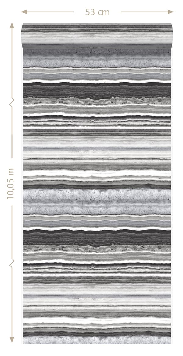 Origin Wallcoverings tapet skiktad marmorsten svart och vitt 53 cm x 10,05 m