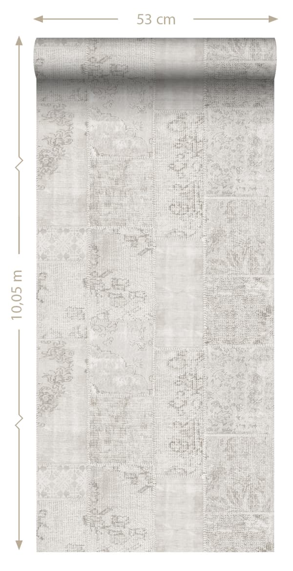 Sanders & Sanders tapet kelim-lapptäcke ljusgrått - 935263 - 53 cm x 10,05 m
